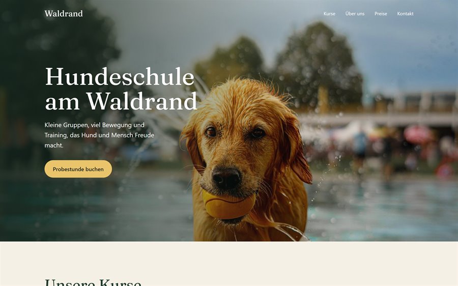 Entwurfsbeispiel Hundeschule am Desktop